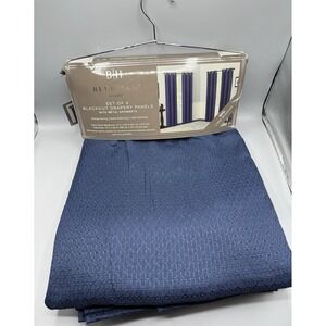 Beekman Home Dark Blue 4 Room Darkening Curtain Panels Grommets 37"X84"/Panel